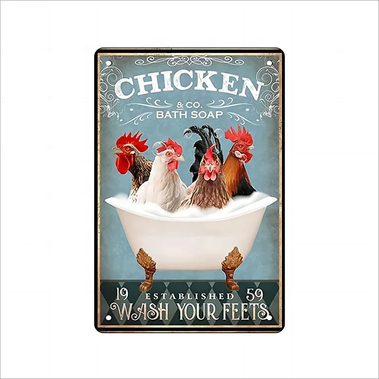 Premium Metal Tin Signs Chicken For Farms Ranches Stores Wicked Chickens Lay Deviled Eggs Funny Tin Signs Vintage Retro