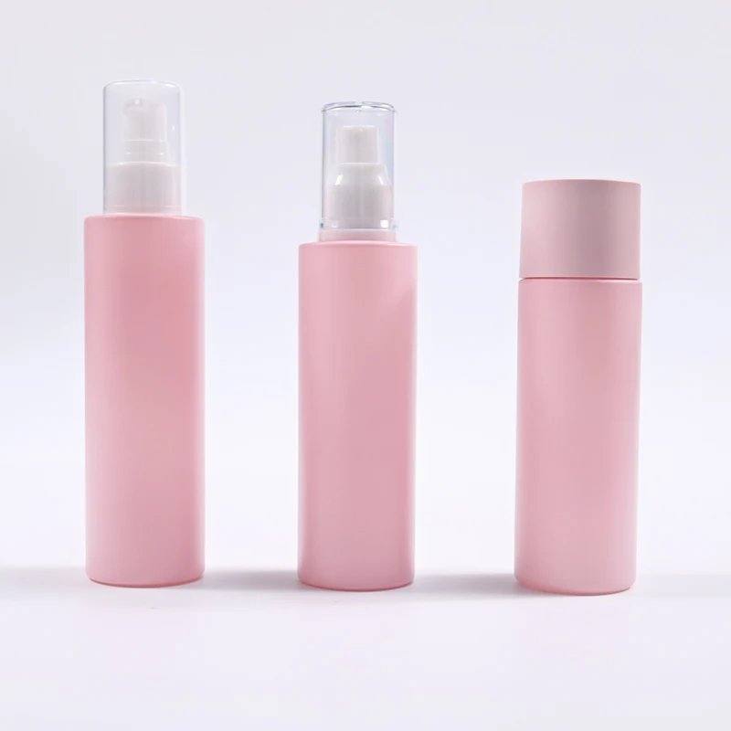Matte Frosted Pink Skincare Packaging 30ml Glass Dropper Bottle 50ml Airless Pump Jar 100ml 120ml Glass Spray Pump Bottles Oils