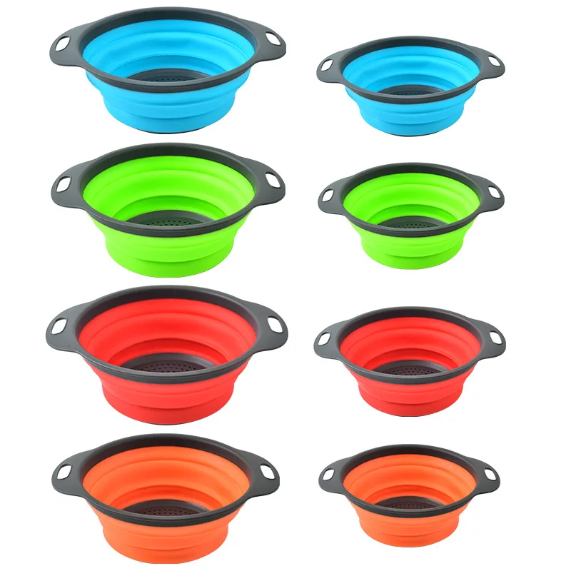 PP size round collapsible retractable drain basket filter fruit and vegetable storage fruit basket vegetable basket