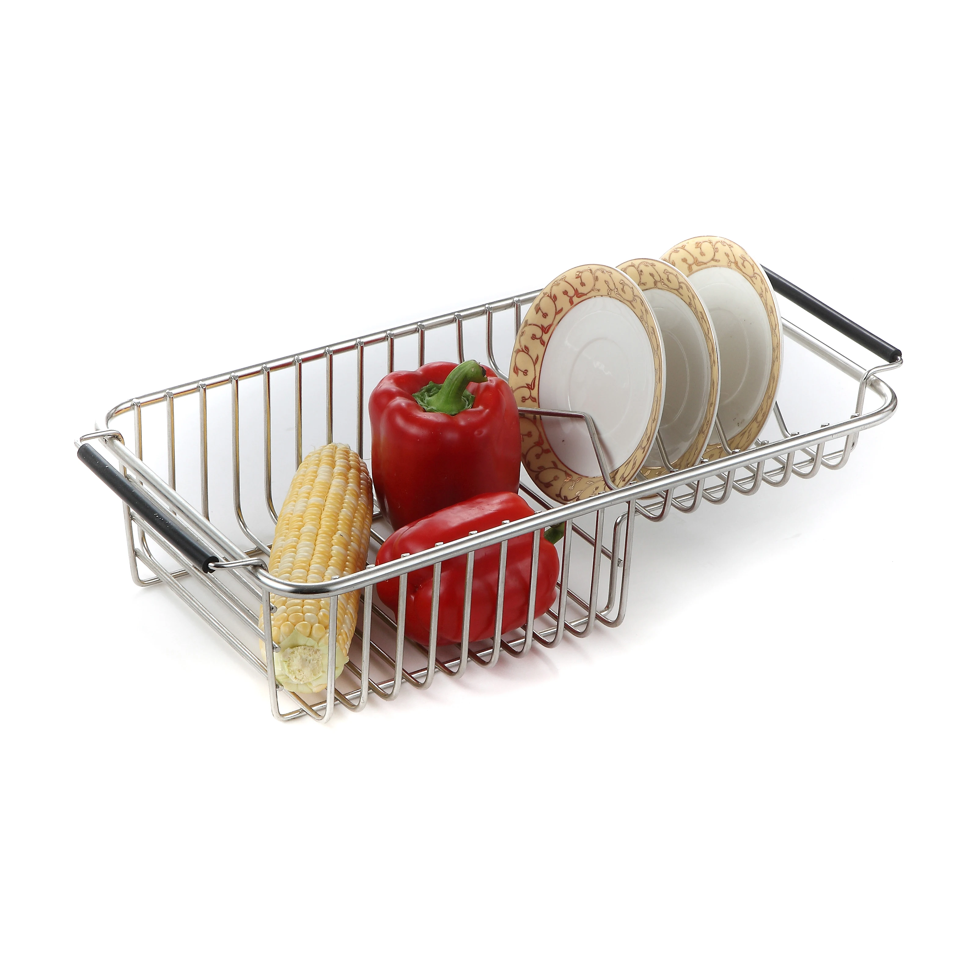 Wholesale Kitchen Over Sink Dish Drying Rack Metal Steel Sink Top Dish Drainer Rack