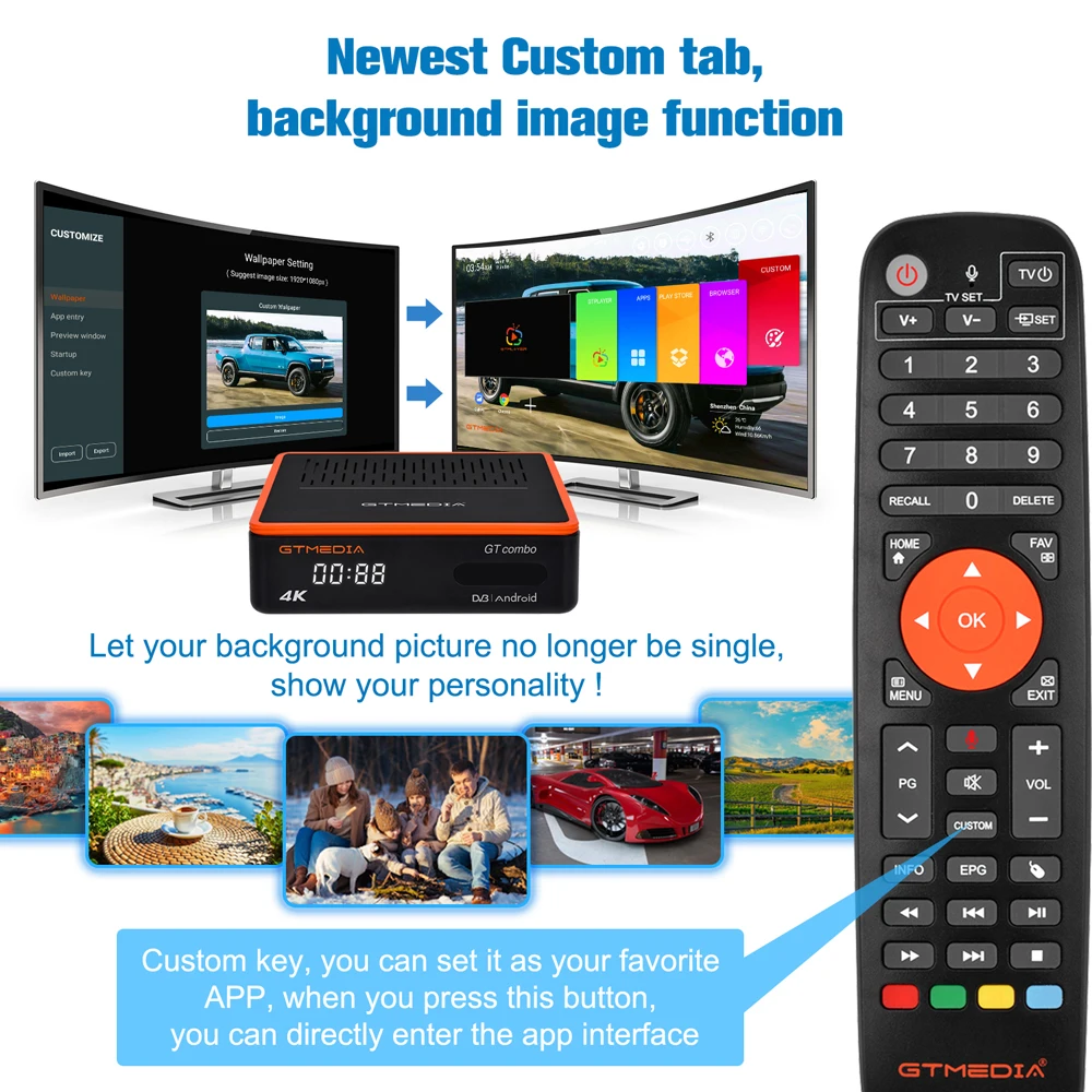  GTMedia GT комбинированные двойные-core 4K DVB-S2/T2/C ТВ приставка Android 9 0-цифра спутниковый телевизионный ресивер декодер с поддержкой Wi-Fi BT4.1 эмалированный около Голосовое