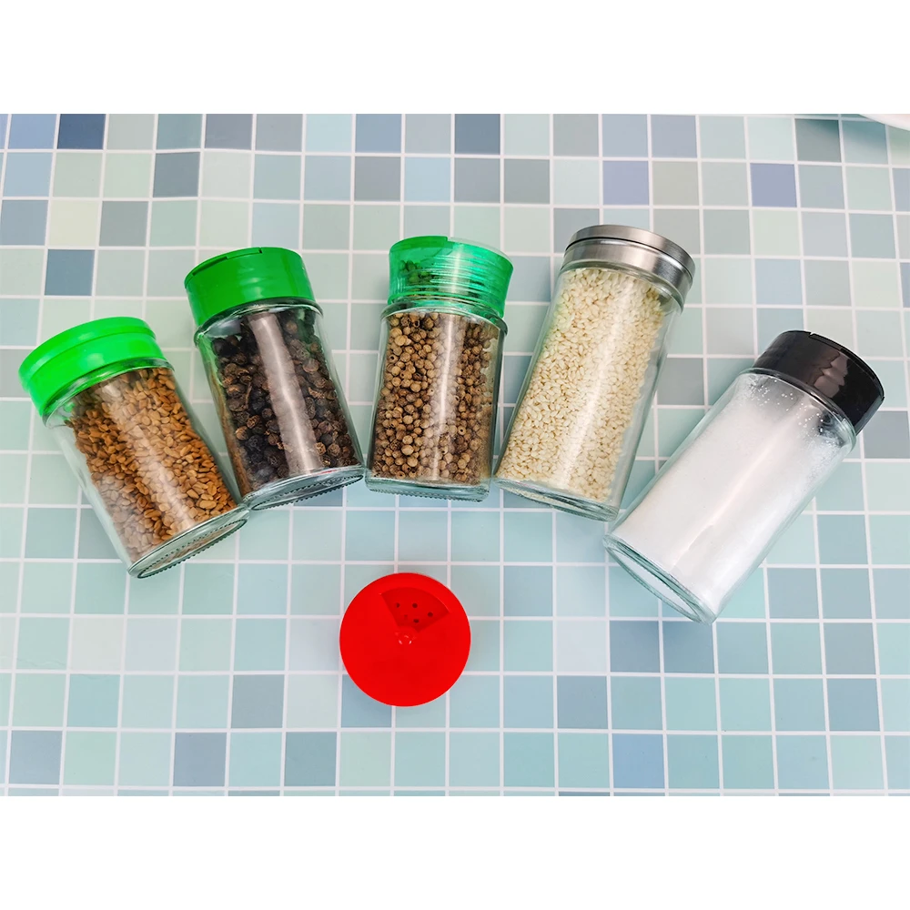 Recycled Materials 120ml Salt Shakers Spices Cheap Sea Salt 4oz Round Glass Jars For Spices Packaging