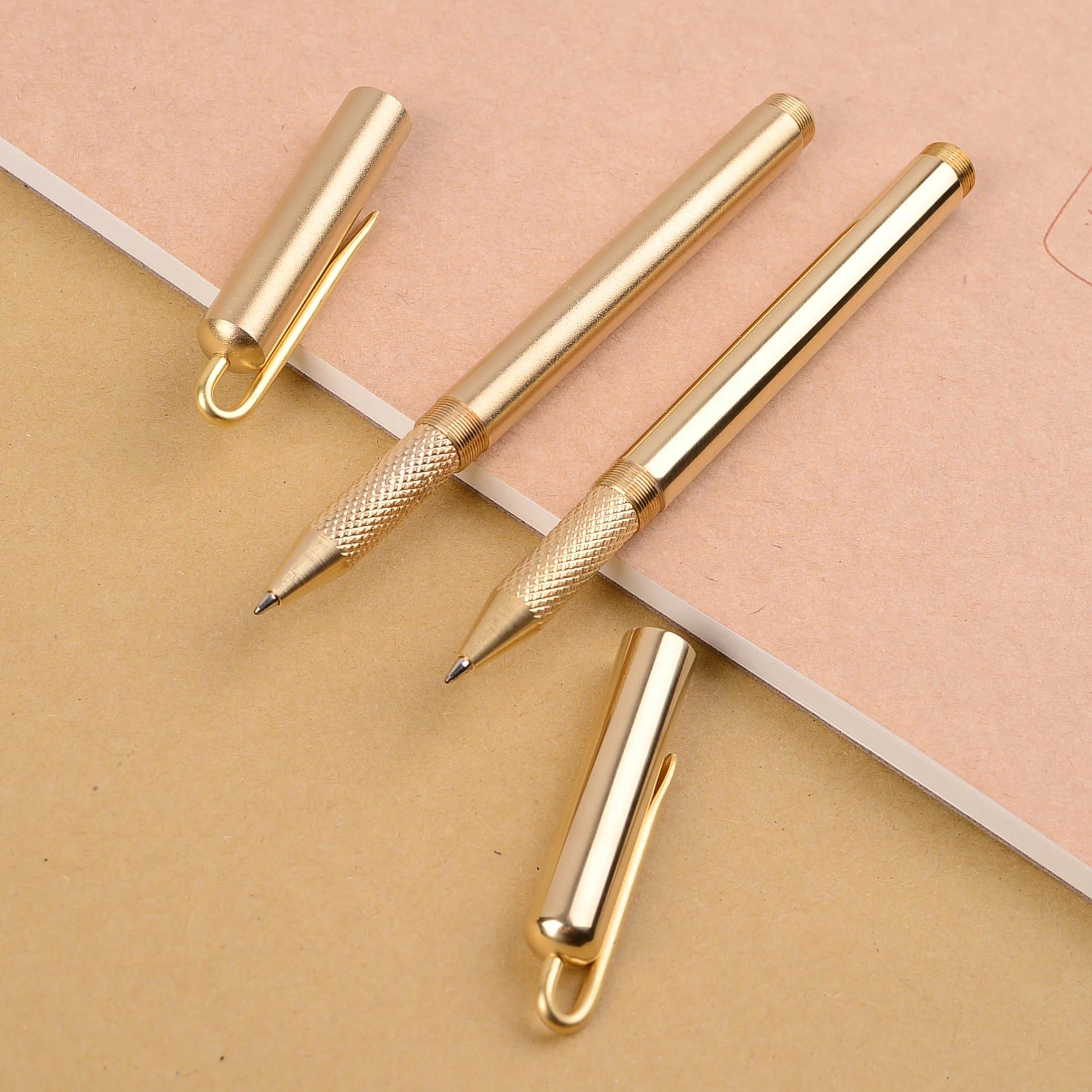 
Good quality promotion Custom Logo Handmade Retro Gold brass material copper metal ballpoint pen 