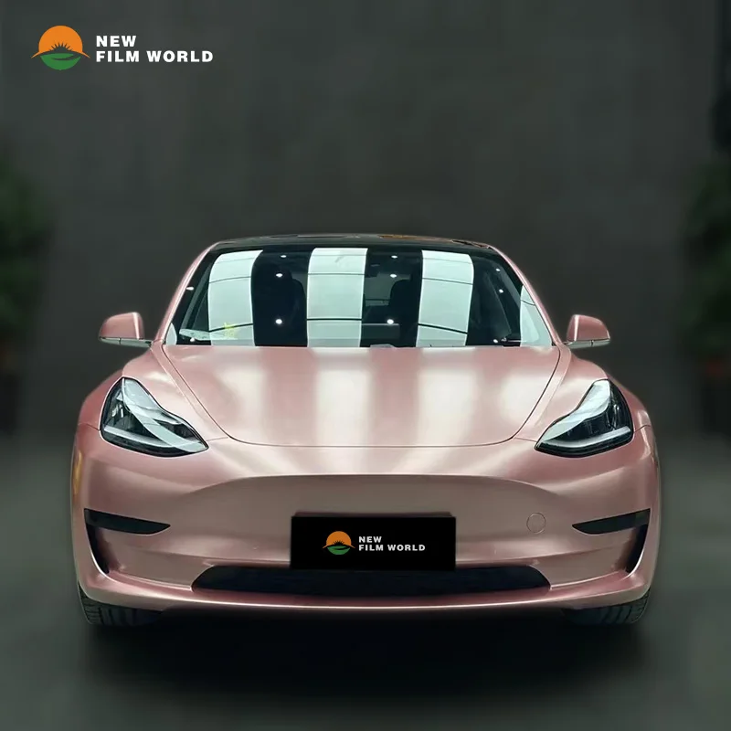 PET Matte Metallic Rose Gold Car Wrap Film car wrapping film vinyl Stickers High Glossy car wrap vinyl film