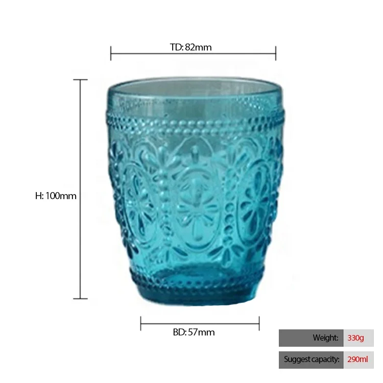 LANGXU Good price eco-friendly drinking Sunflower pink colored thick-walled wine glasses goblet with embossed diamond pattern