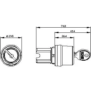 Siemens 3SU1000-4BC01-0AA0 SIRIUS ACT key switch, plastic, RONIS, 2 positions, momentary