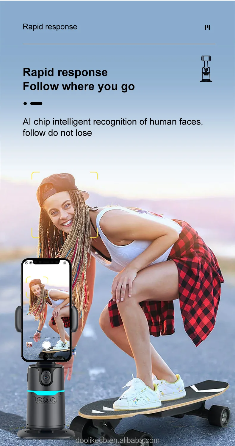 Newest Q14 360 Rotation Auto AI Focus Face Tracking Follow Mobile Phone Stabilizers Magnetic Holder Gimbal Stabilizer For Phones