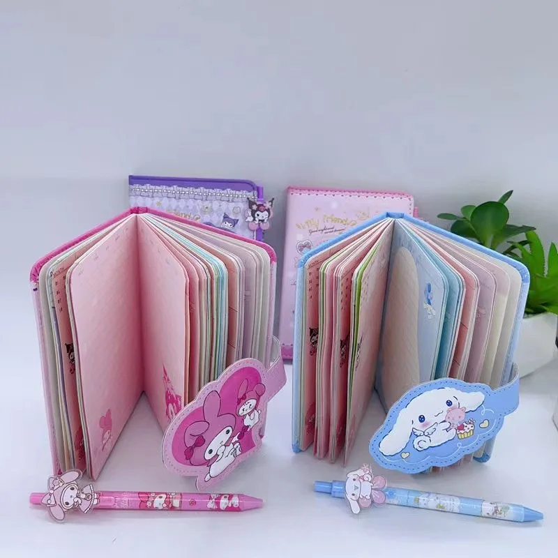 Sanrio Notebook Gel Pen Kuromi My Melody Cinnamoroll Notepad Daily Weekly Agenda Planner Notebook Stationery Set Office School S