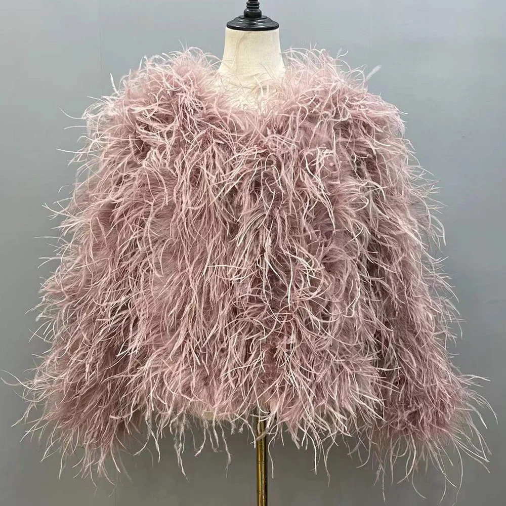 Factory Direct 2023 New Fashion Winter Real Ostrich Feather Fur Coat Fur Jacket for Women