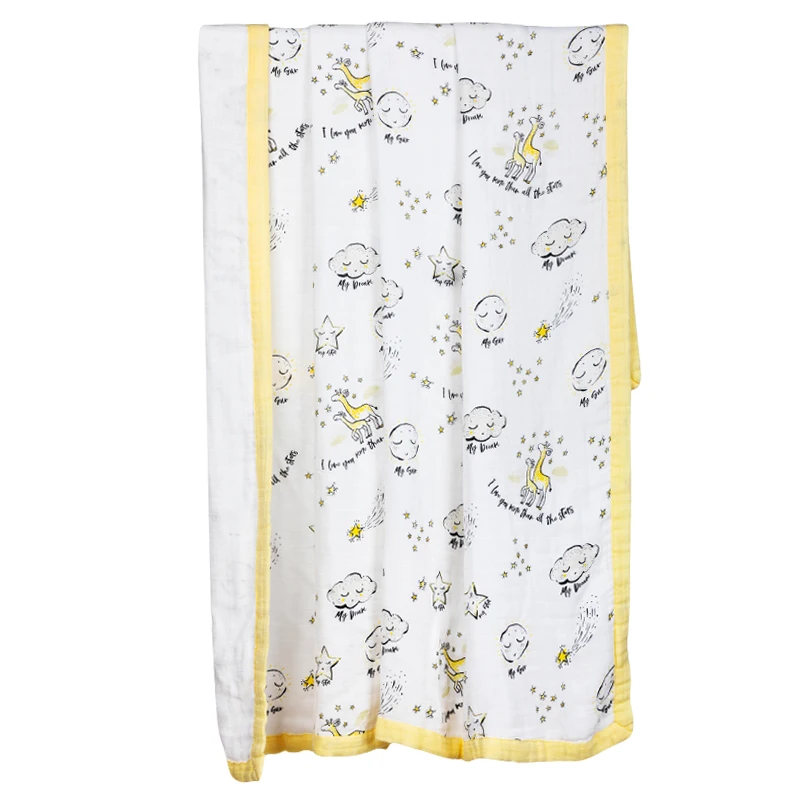 High Quality Super Soft Organic Cotton Bamboo Muslin  4 Layer, 6 Layer,  8 layer Newborn Baby Thick Wrap Blanket