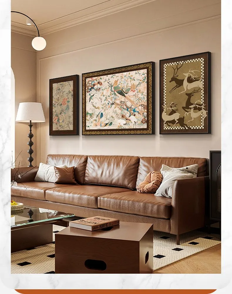 Luxury Modern America Euro Frame Classical Vintage Flower Poster Print Wall Art Rolled Canvas Painting For Living Room Bedroom