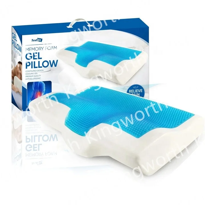 Kingworth High Quality Sleeping Gel Infused Memory Foam Ergonomic Cooling pillow Cool Orthopedic Neck Pillow With Gel