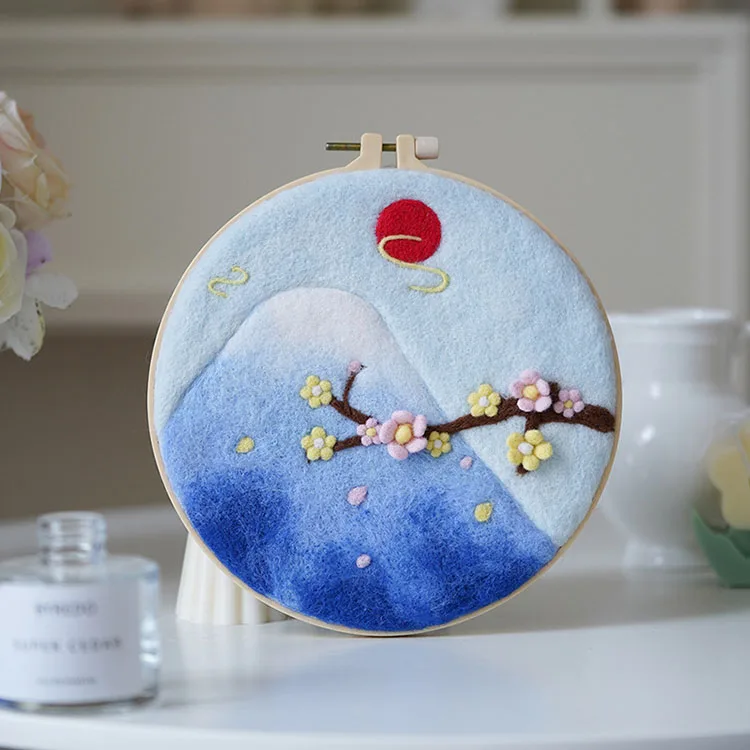 Creative Landscape Pattern Wool Handmade DIY Needle Felting Kits  Home Decoration Crafts Gift With Embroidery Frame