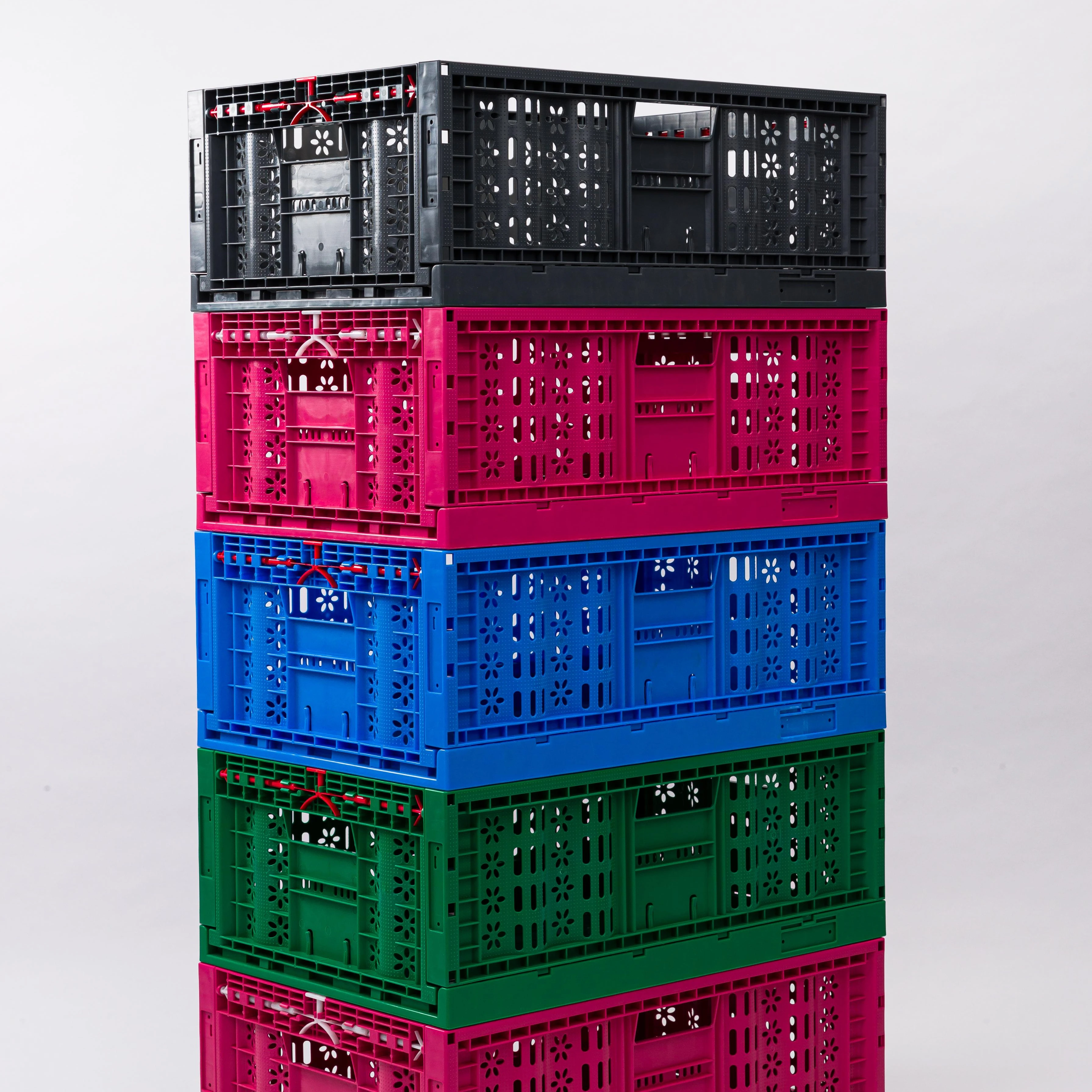 Stackable Collapsible Crate Durable Folding Storage Plastic Basket Egg Fruit Vegetable Turnover Moving Mesh Container