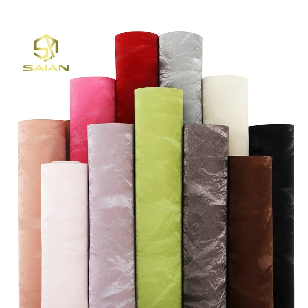 12x53Inch Soft Clear Texture Mercerized Velvet Smooth Vinyl PU Synthetic Leather Fabric Roll For Tote Bags Purse