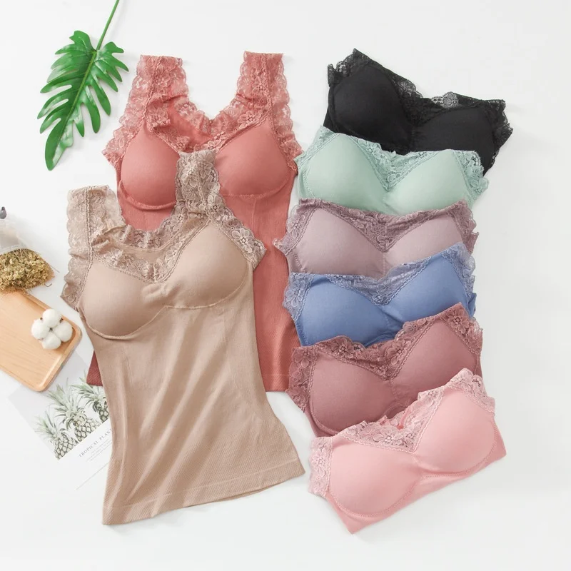 
New Cotton Zero Bound One Piece Bra Vest Sleep Base Shock Proof Bra Pad For Women Thermal Underwear 