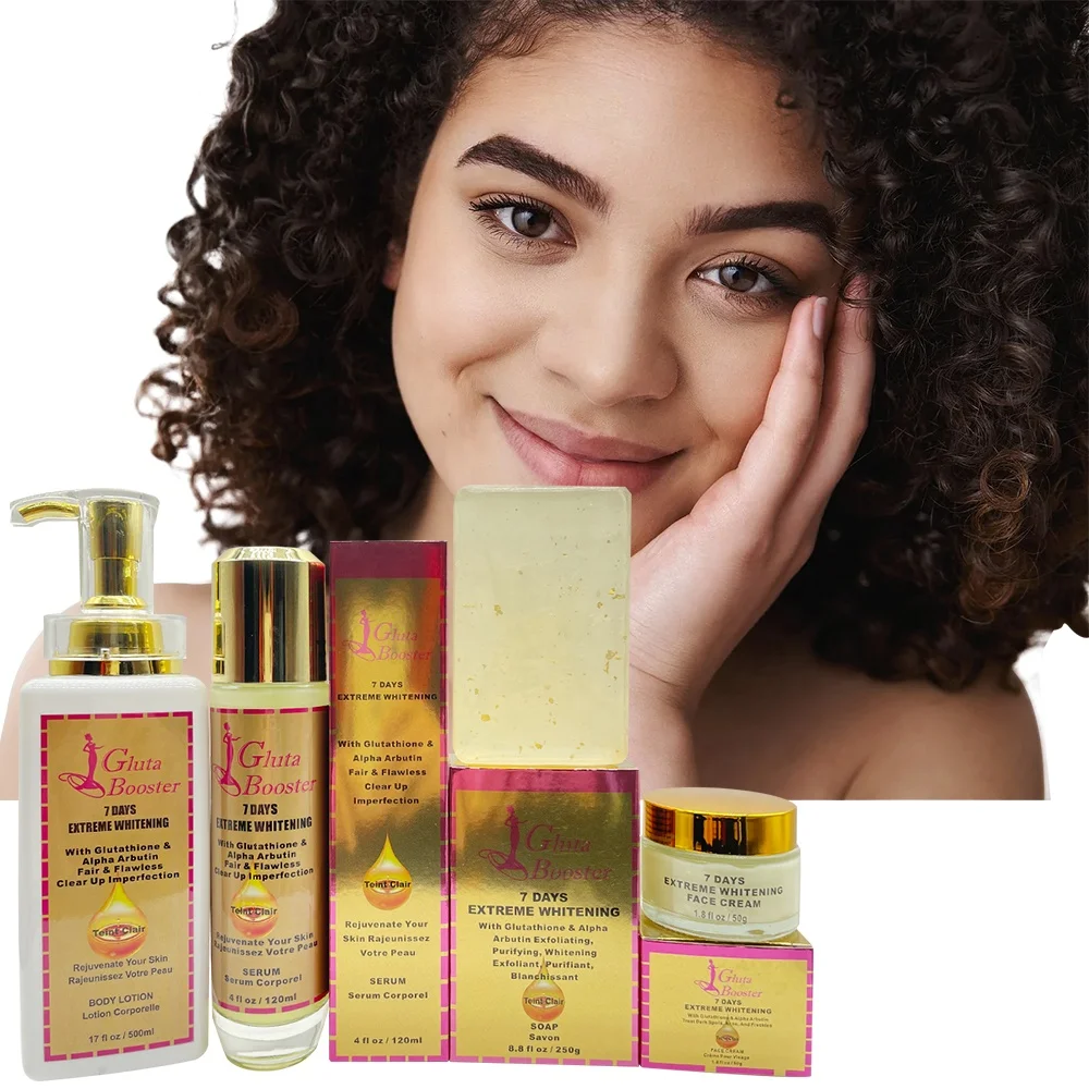 Gluta усилитель Fair & Белый Очистить несовершенство 7 дней Отбеливание половина литой набор по уходу за кожей в африканском стиле товары для красоты