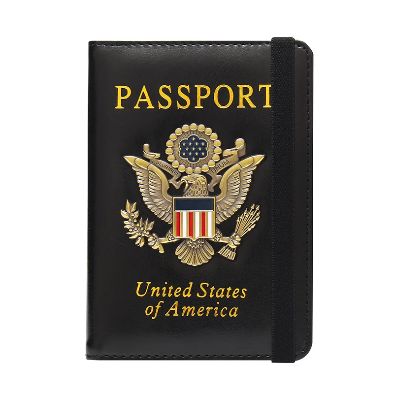 RFID blocking Travel Wallet Passport Holder debossed American Passport Cover PU Leather passport holder credit id card holder