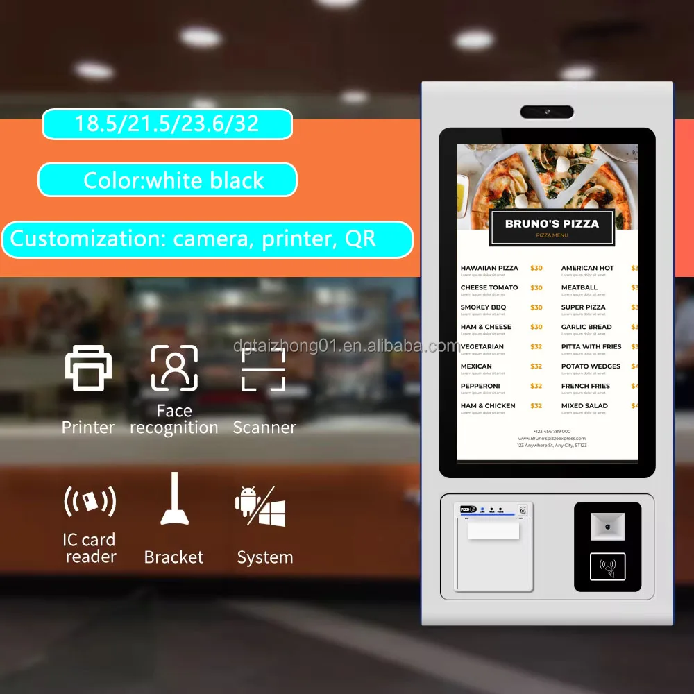 Hot Sale Self Service Kiosk Payment Kiosk Touch Screen self payment kiosk For Supermarket Shopping Order Machine menu screen