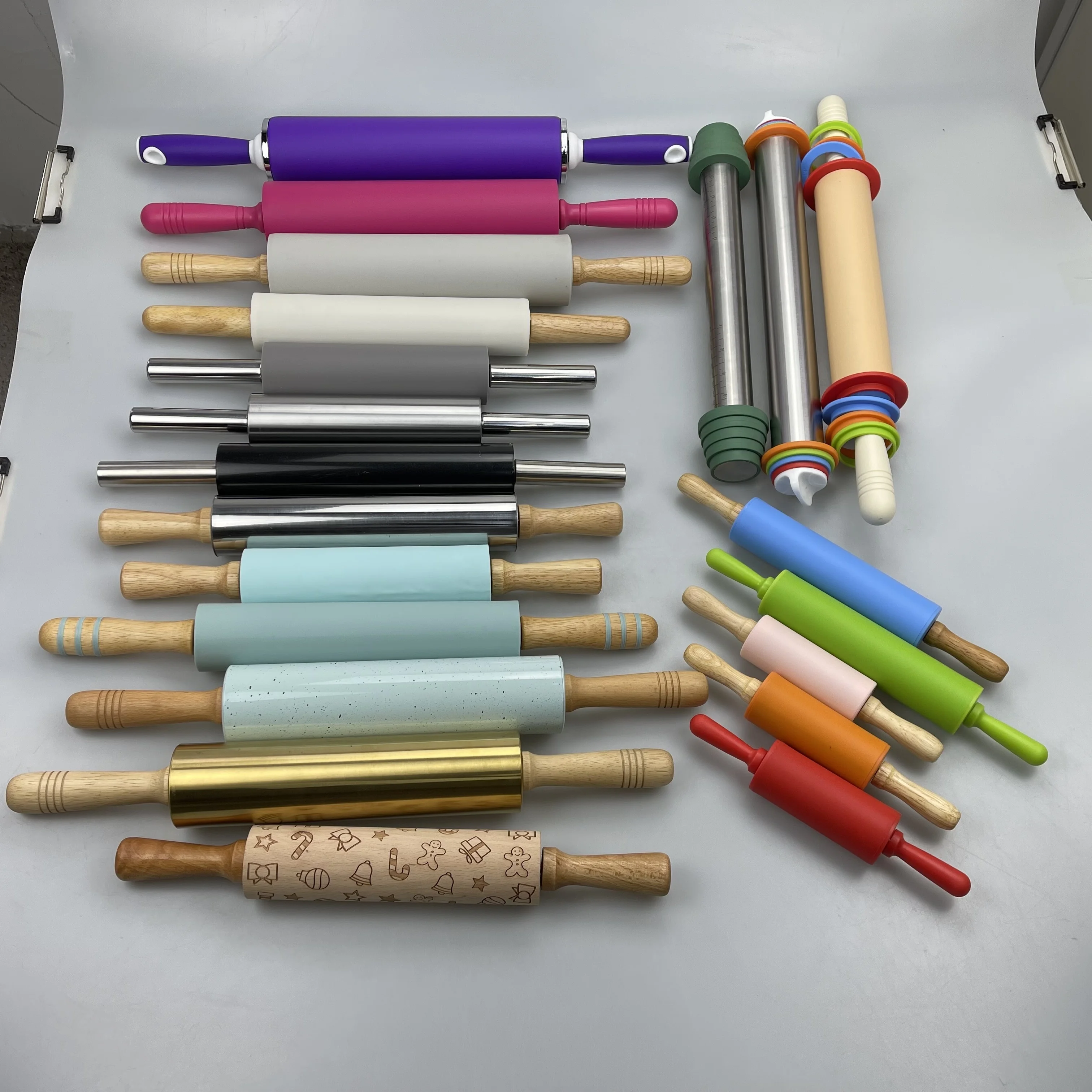 Stainless steel rolling pin with silicone Smooth cover for baking pizza dough, pie, cake