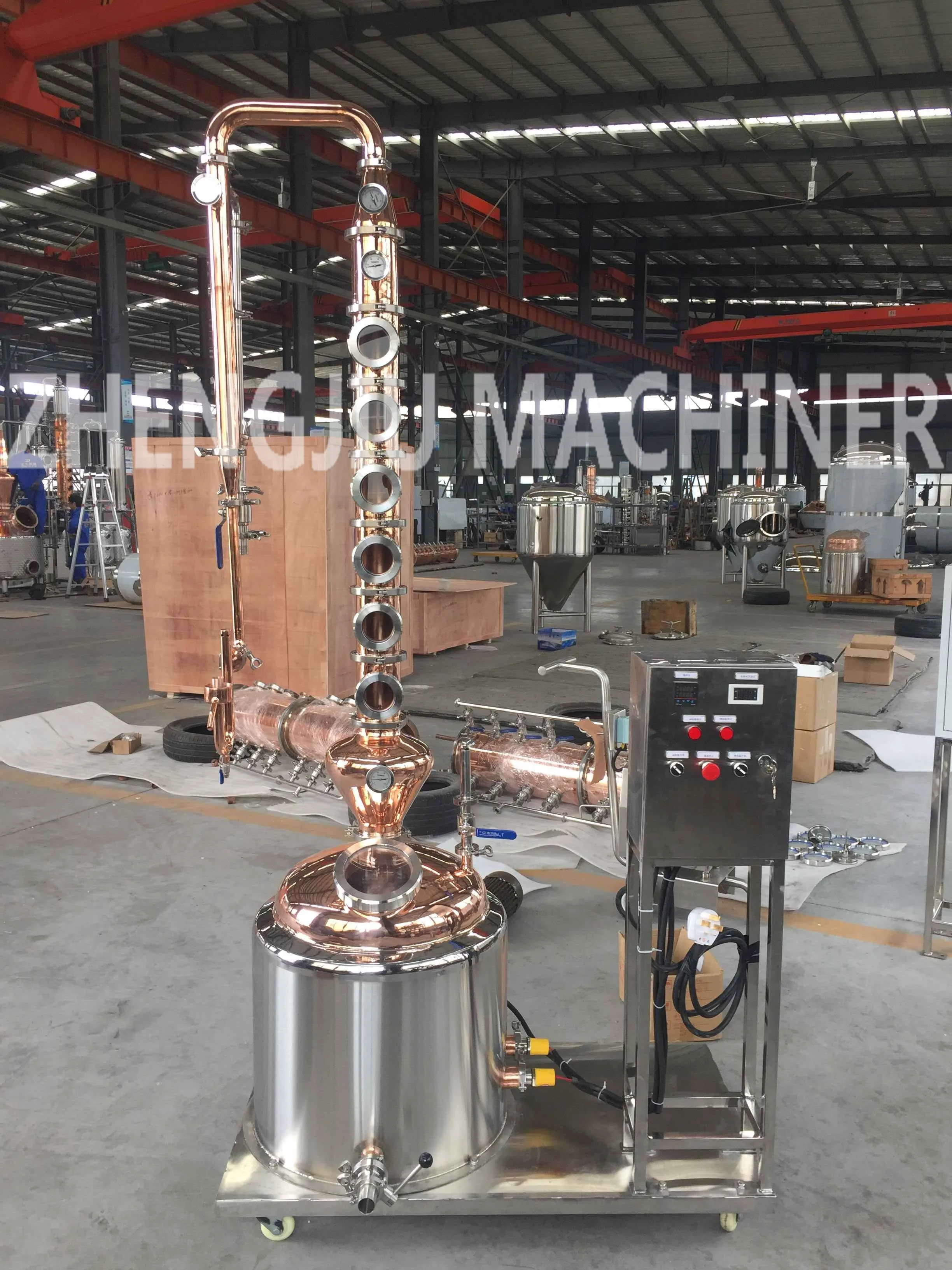 100L copper stills alcohol distiller with flute distillation column and other beverage wine machines