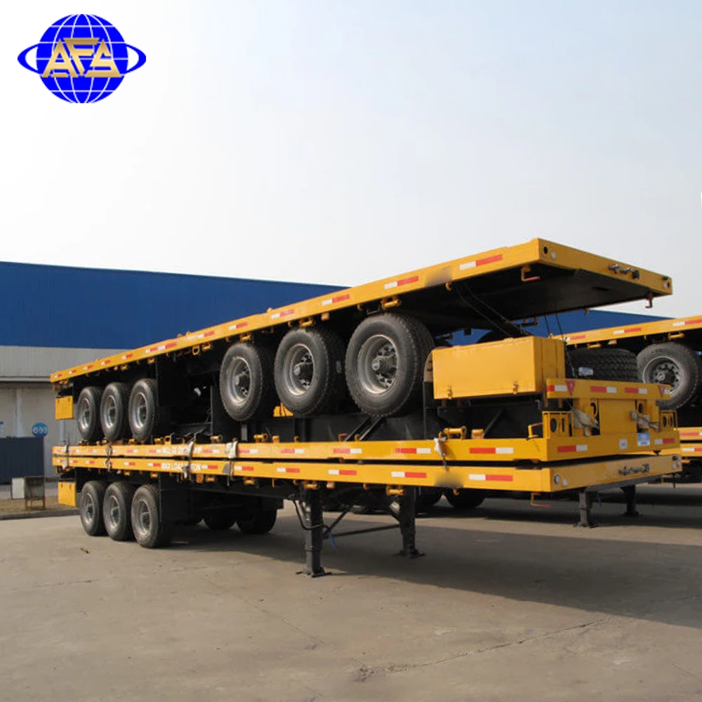 3 Axle 40ft Container Semi Trailer Chassis Car Trailers Flat Bed Container Flatbed Semi Trailer