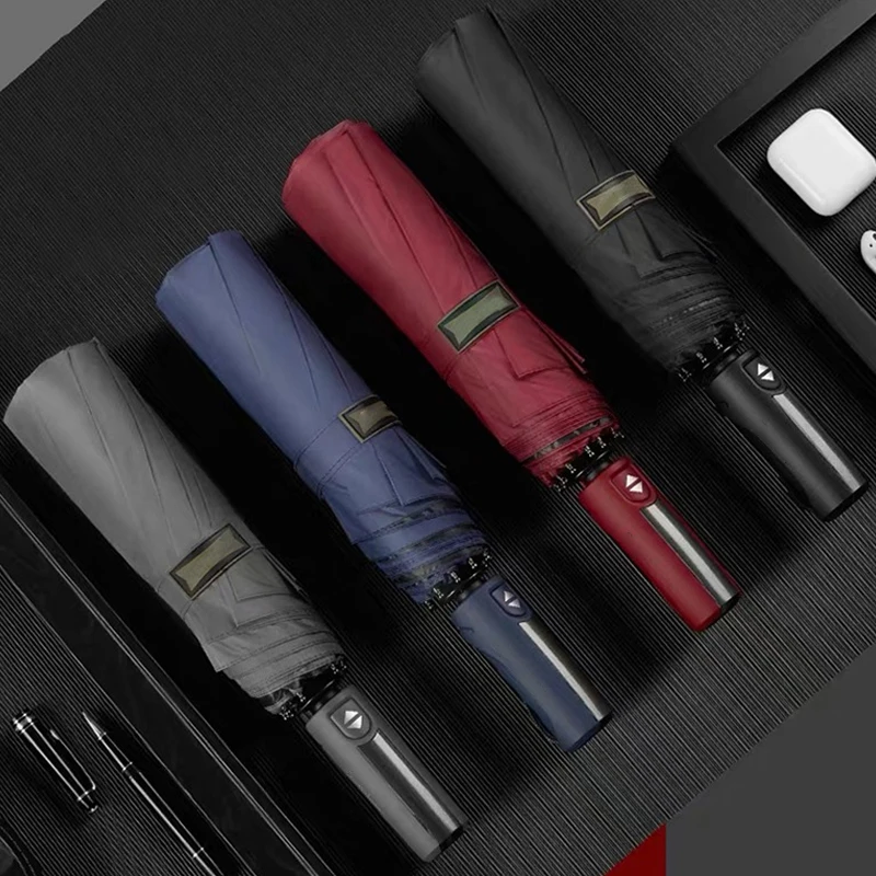 Custom oem odm black coating uv block 10k automatic three fold umbrella uv protection