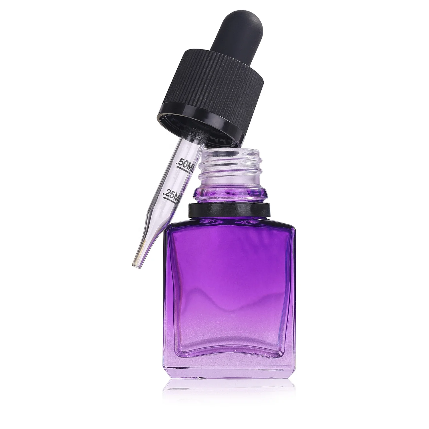 Hot Sale Push Button Clear Colored Square Perfume Amber Flat Glass Serum Dropper Bottles For Cuticle Essential Oil 50 100ml 4oz