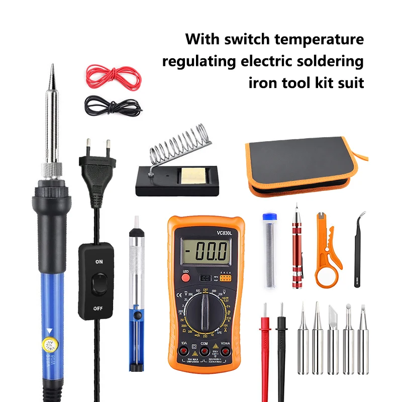 Adjustable Temperature with Switching Electric Soldering Iron Combination Set 60w Welding Repair Tool USA/UK/EU Plug