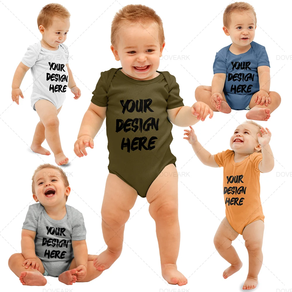 Baby Romper Clothes Bodysuits Toddler Clothing Short Sleeve Custom Logo Pure Cotton Boy and Girls Newborn Unisex Knitted Support