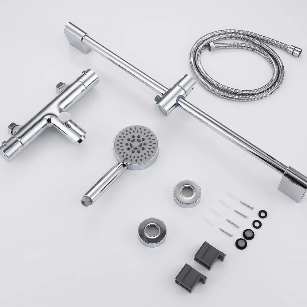 Hot Sale High Reputation Chrome Solid  Brass Shower Mixer System Double Handle 2 Ways Shower Faucet OEM and ODM Factory Price CE