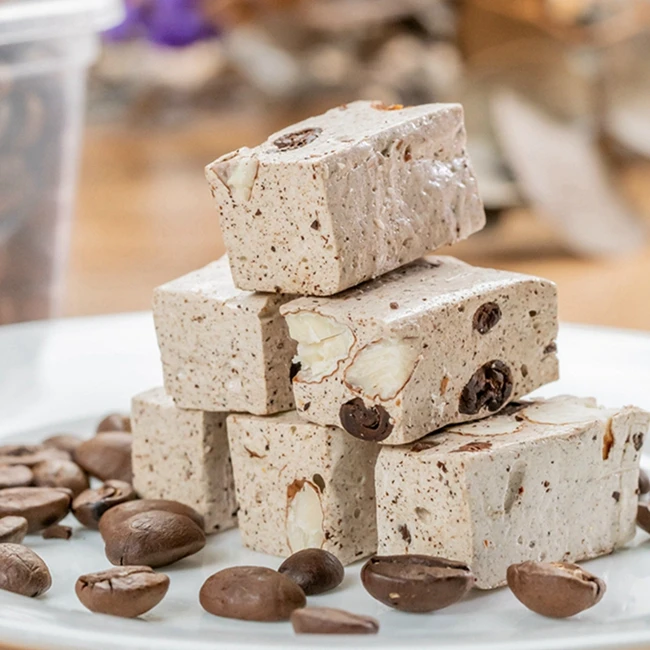 
Factory Price Coffee Flavour Block Shape Nougat Candy Coffee Almond Nougat 