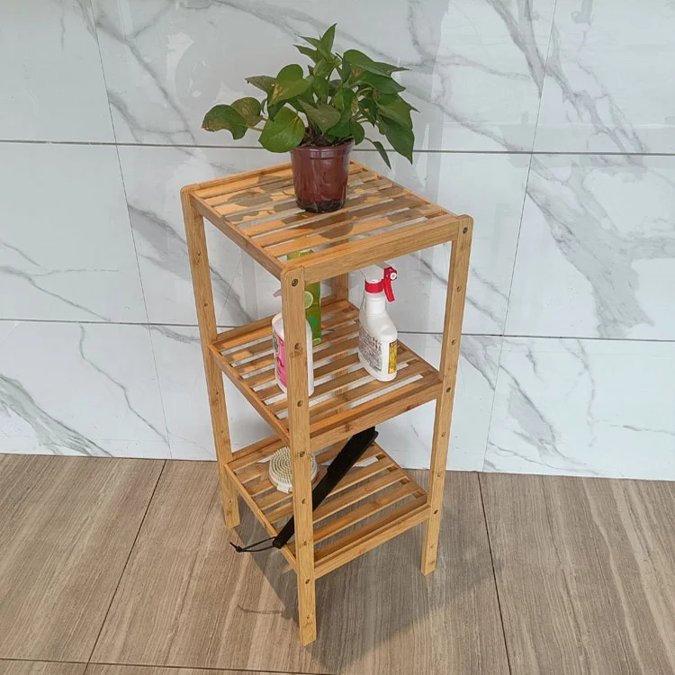 Hot Selling OEM/ODM Wooden Etagere Bathroom Caddy Shower Rack Estante De Madera Bamboo Bathroom Shelf For Home