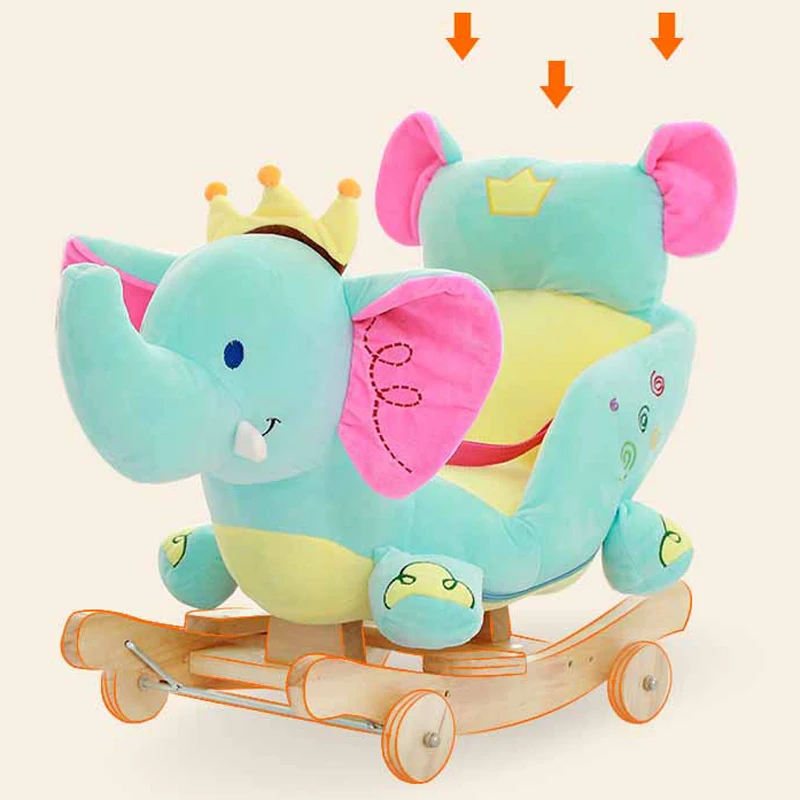 
Factory audit soft rocking chair blue elephant stuffed animal baby ride on toy 