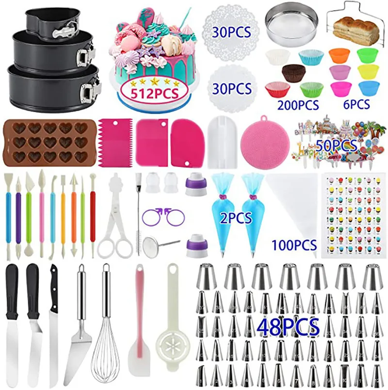 512Pcs Fondant Cake Making Decorating Supplies Accessories Pastry Baking Tools Set
