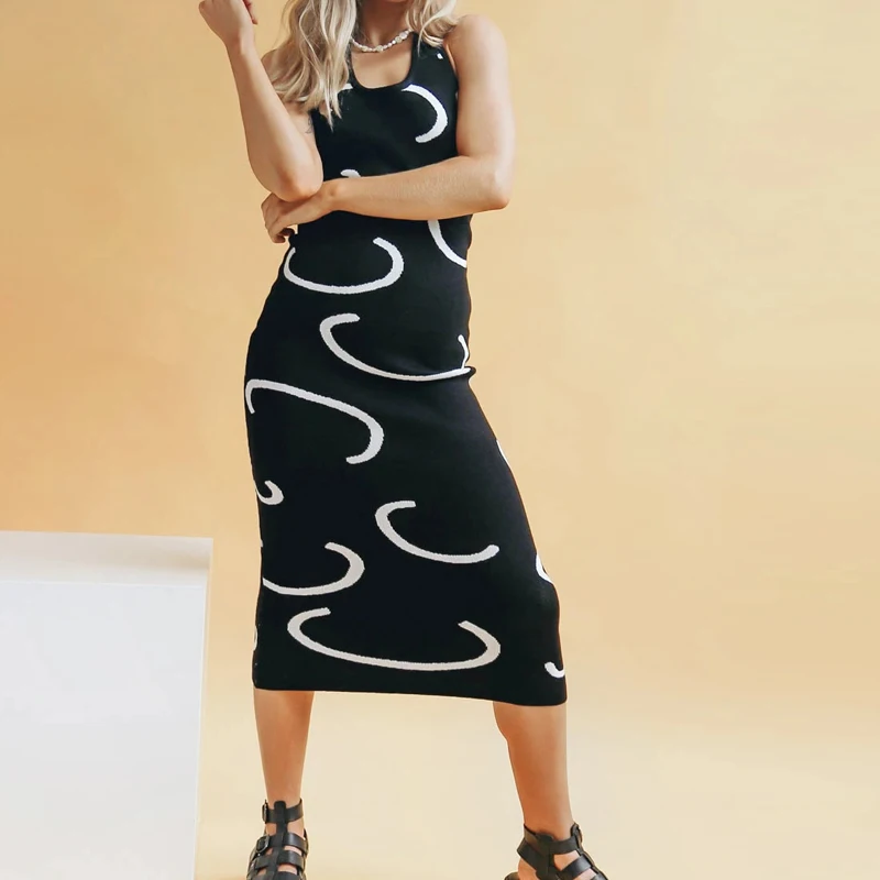 Wholesale YDL2467 Knitted dress hanging neck wool woven suspender long slim open back long skirt Maternity Skirt