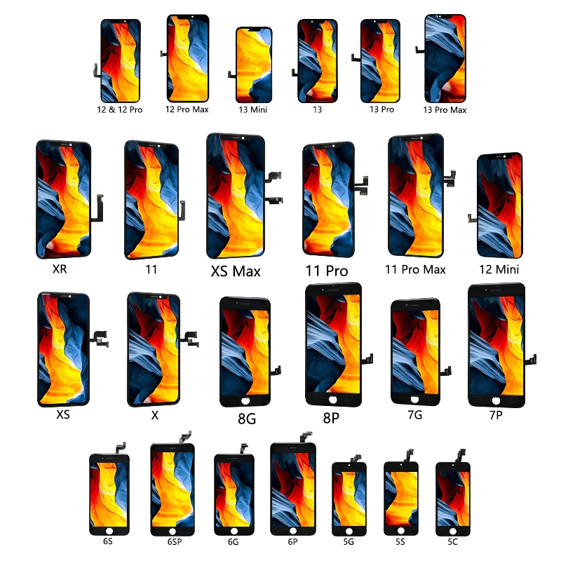 wholesale OEM mobile phone lcds display touch screen replacement for iPhone 5 6 7 8 plus 11 12 14 13 xs x xr pro max
