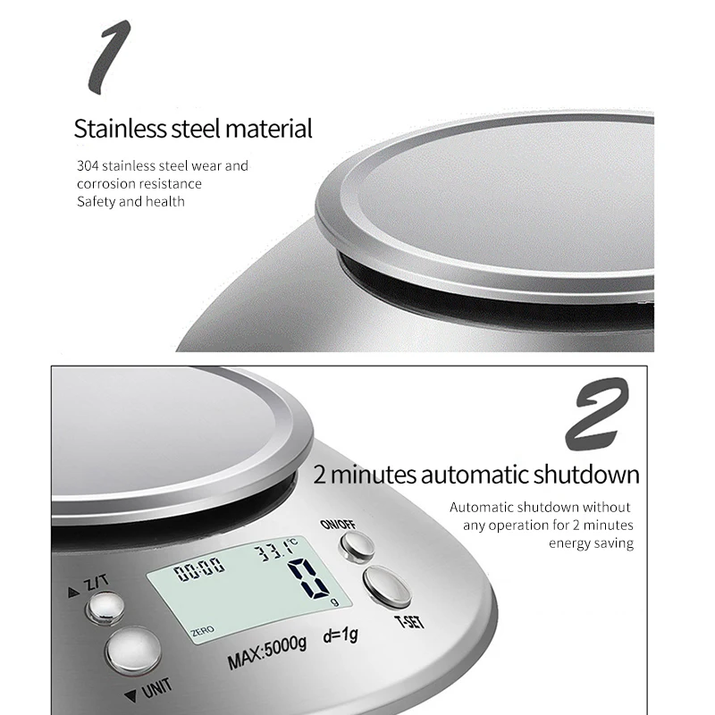 Hot Sale Household Stainless Steel Smart Kitchen Scale With Bowl Baked Food Gram Scale Precise Electronic Scale