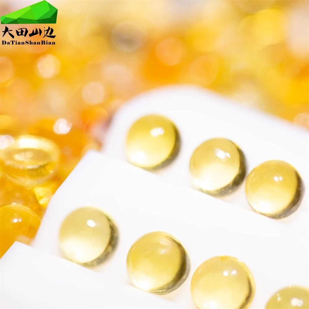 Datian round cabochon shape natural loose gemstone small size natural golden ceylon yellow sapphire  cabochon