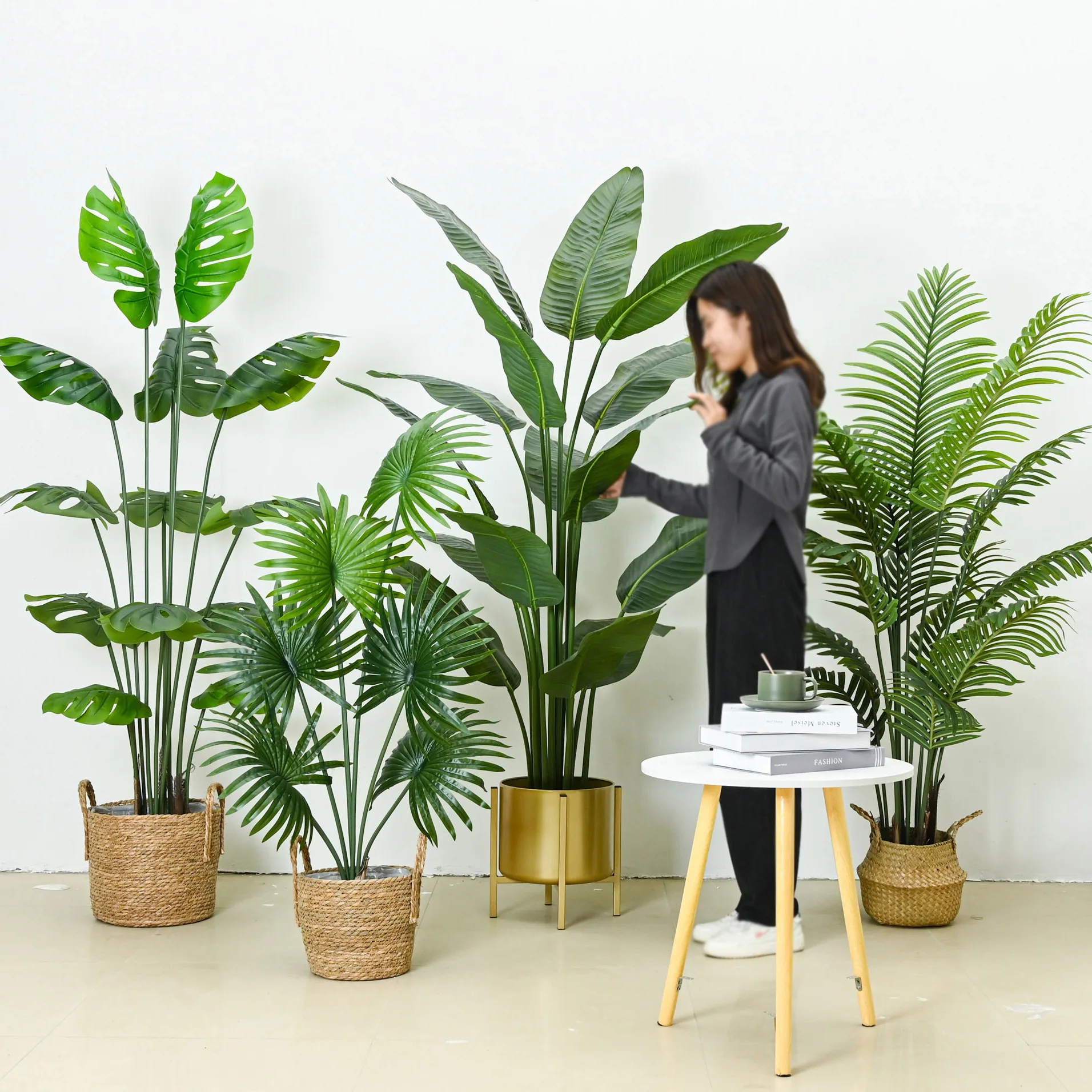 3-7ft Wholesale 90/120/160/180/210cm Artificial Monstera Artificial Plants for Home Decoration Hotel Office