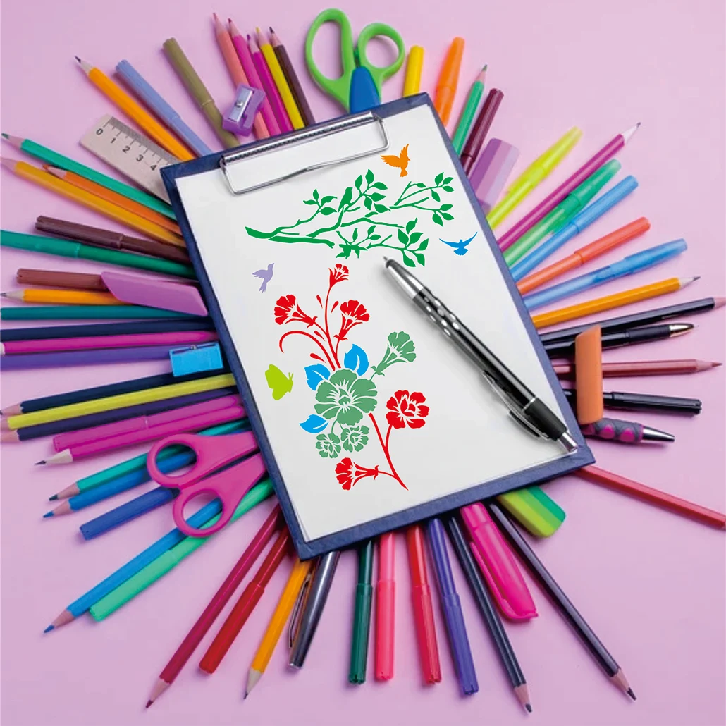 Reusable Flower painting tool Plastic Spring Custom Home Decoration On Wood Drawing Stencil