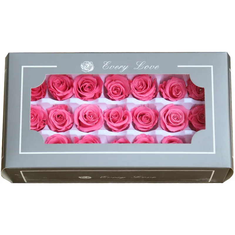 Wholesale Flower Immortal Rose 2-3CM Diameter 21pcs/Box Preserved  Real Roses Head In Gift Box