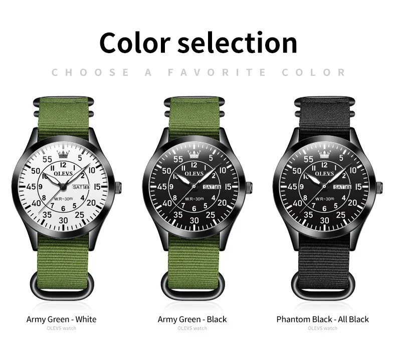 Green Nylon Strap Men Cheap Quartz Wrist Watch Wholesale Montre Homme Luxe Original Watch Arabic