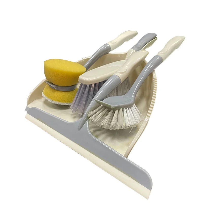 Multifunctional Eco friendly Cleaning Supplies Kit 5 in 1 Clean Brush and Dustpan Set with Sponge Brush