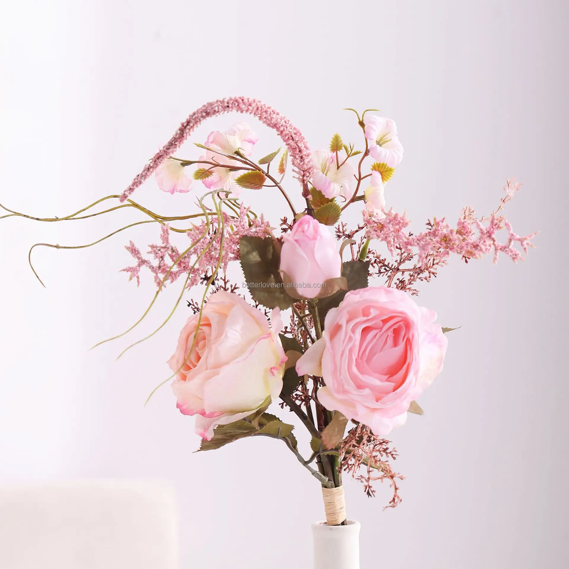 Classic wholesale single branch romantic rose Artificial Flowers For Home Decoration Festivals
