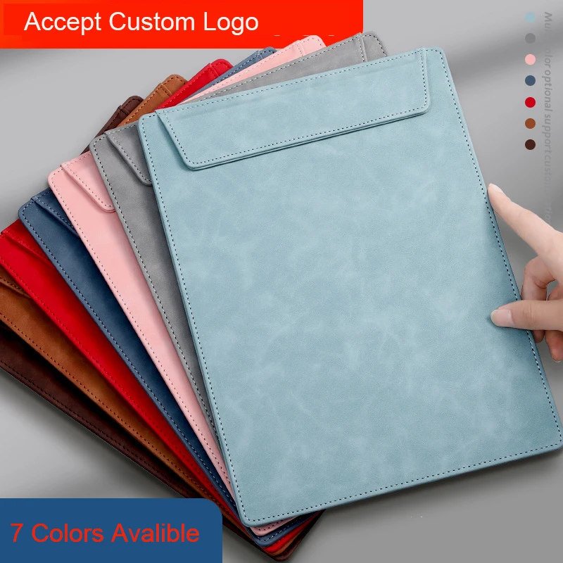 LOGO Customizable leather file folder for Magnetic clip notebook document agenda business planner Wholesale  a4 Pack Clipboard