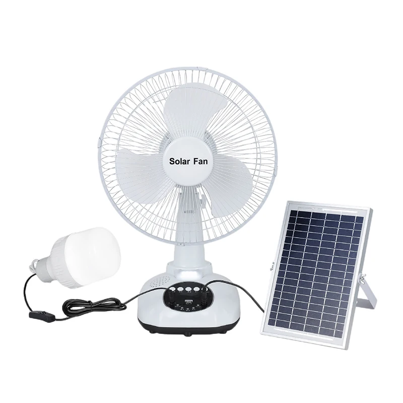 LIGHTSINCERE 12 inch battery fan rechargeable solar charge table fan usb powered standing or table fan with red light