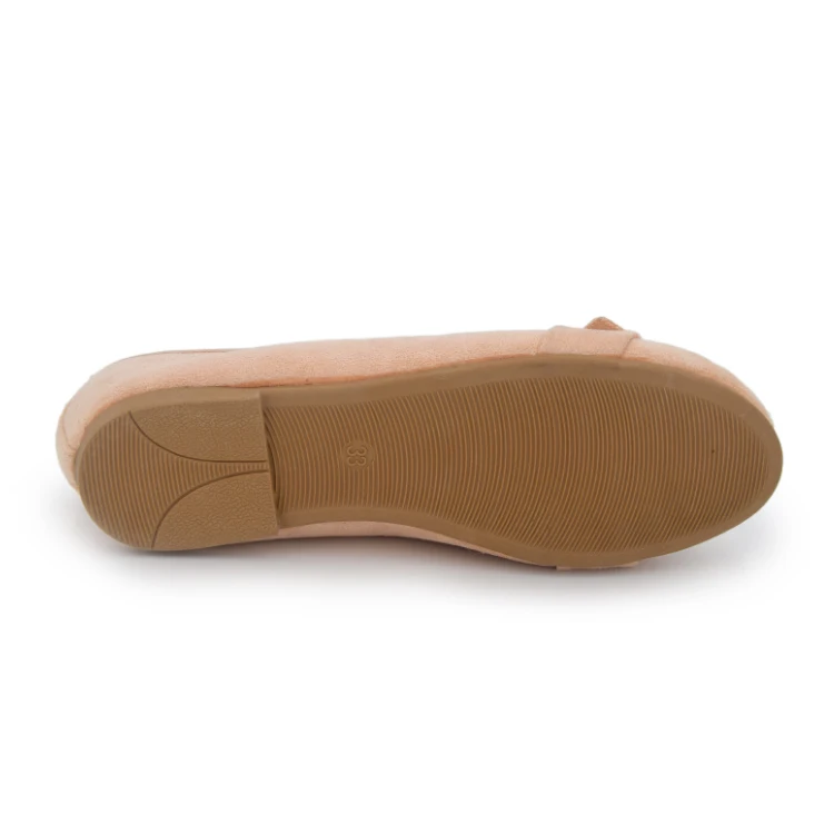 New microfiber bow tie decorate ladies flat ballerina shoes outdoor comfortable pu insole casual ballerina dress shoes for lady