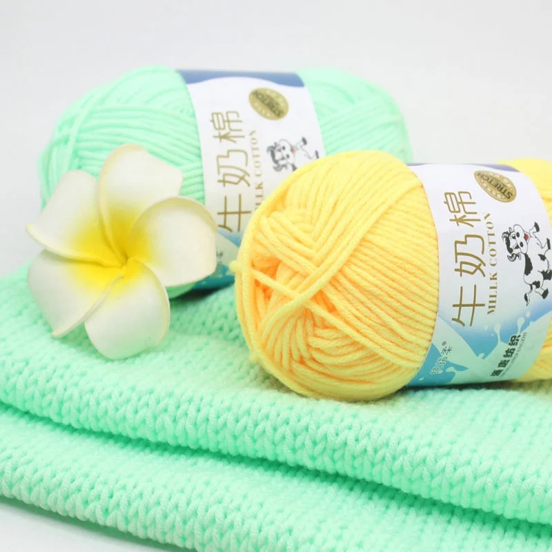  Free Samples Various Colors Soft Worsted hand knitting Baby Yarn 5ply 50g milk cotton yarn for