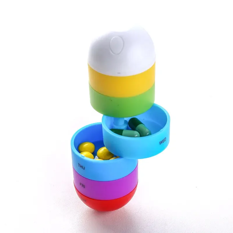 logo Printing 7 Day pp Plastic Pill Cases Wholesaler Mini Capsule Shaped Organizer 6 Compartment Travel Portable Pill Box